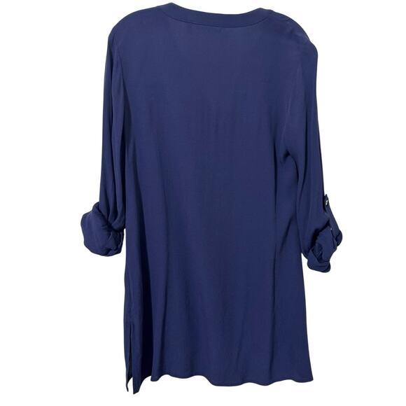 Soft Surroundings Women’s Layered V Neck Long Sleeve Navy Tunic Top Size Small - Picture 9 of 12